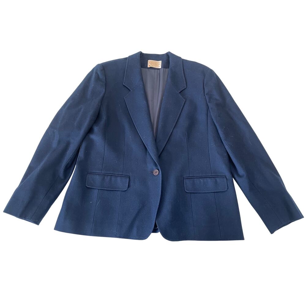 Vintage Pendleton‎ Virgin Wool Blazer Jacket Preppy Navy Made USA Womens 16